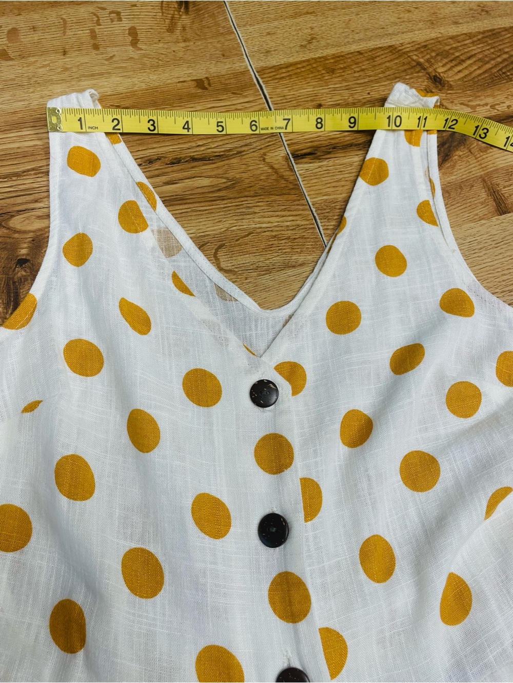 Monteau Cream Jumpsuit with Mustard Polka Dot Print and Belt - Picture 6 of 10